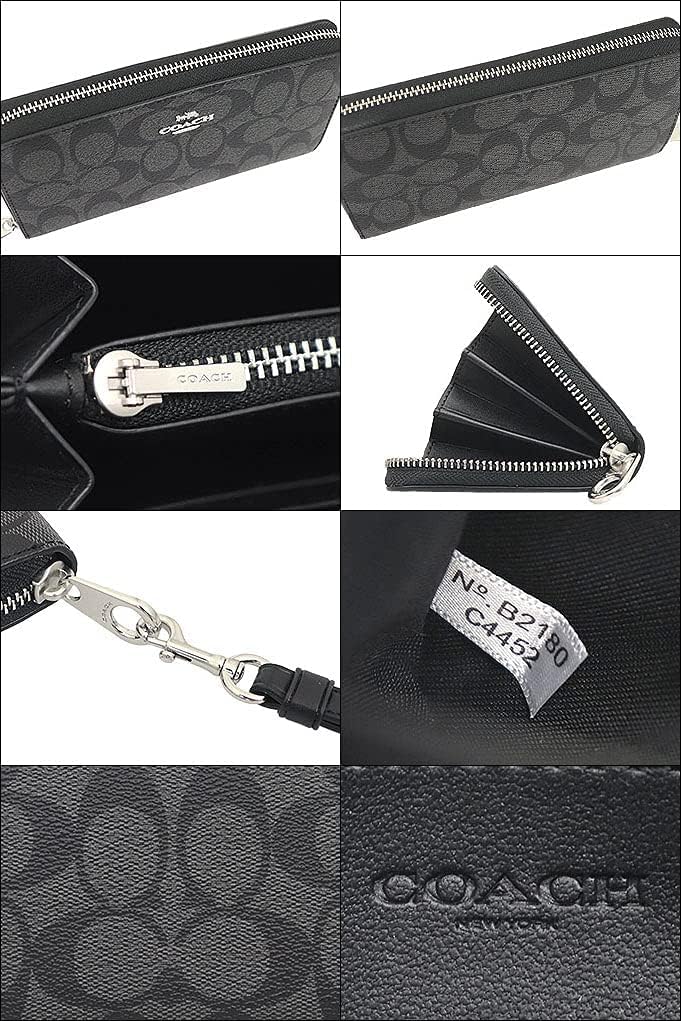 CocoLeza Women's Luxury Signature Long Zip-Around Wallet with Round Zipper and Strap (Black Smoke x Black) - Outlet Item