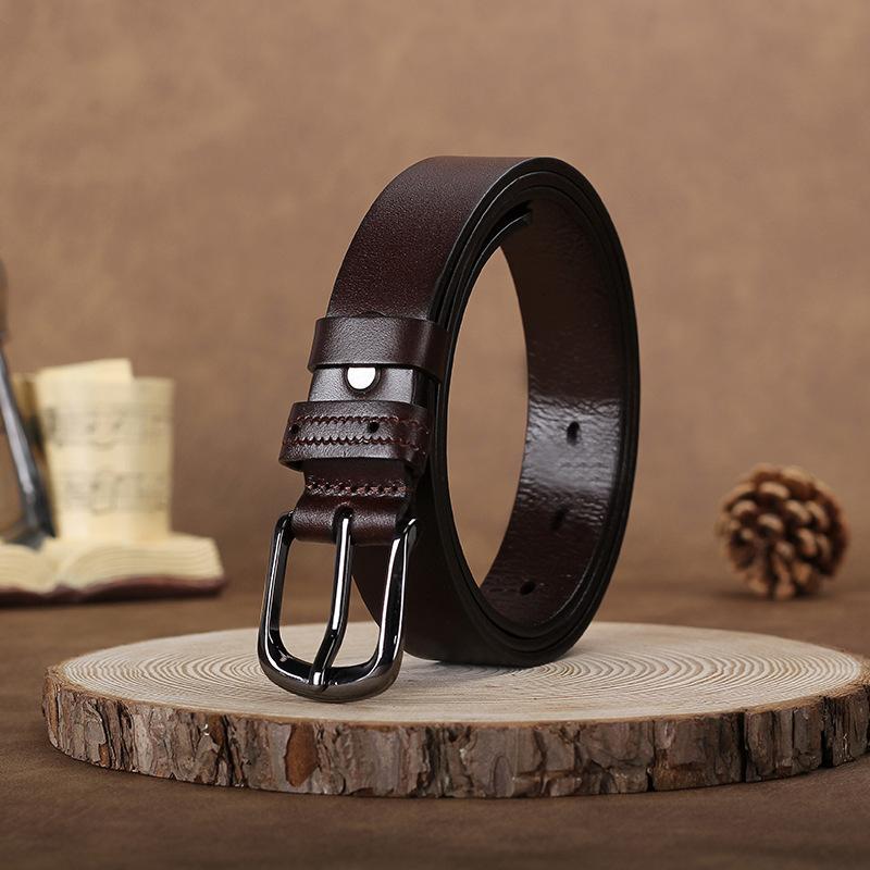 

Женский ремень, пряжка из коровьей кожи первого слоя, модный и простой, с джинсами, с универсальным и передовым смыслом 95cm-115cm темно-коричневого