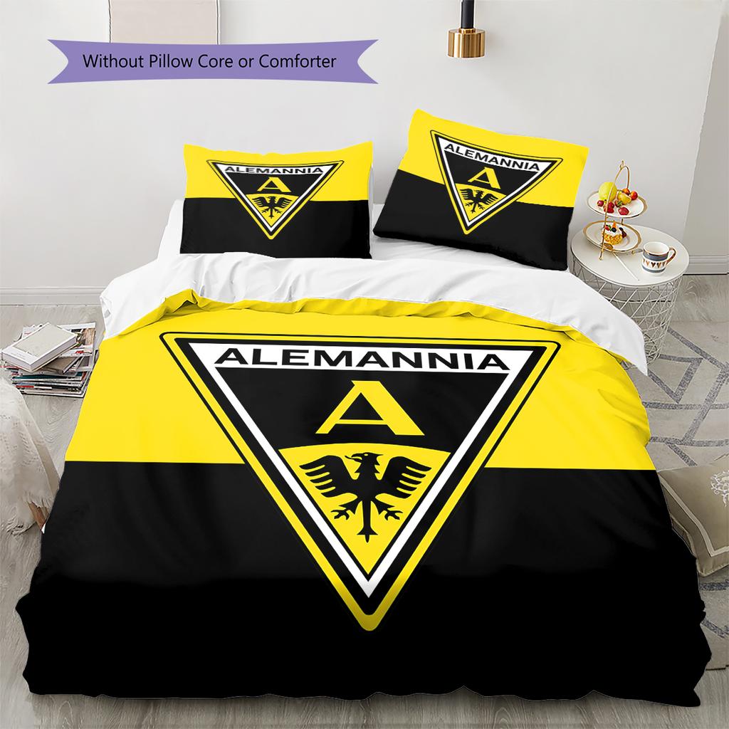 Roupa de Cama com Padrão Alemannia Aachen, Conjunto de Colcha, Capa de Colcha, Fronha, Presente de Aniversário para Casa (1 capa de edredom + 2 fronhas, sem enchimento.)