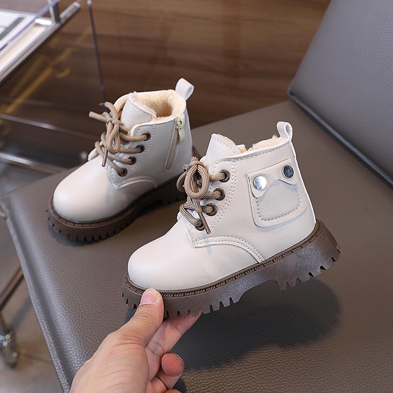 Kinder Herbst/Winter Baumwolle Martin Stiefel: Warme, stilvolle Schneestiefel mit Reißverschluss für Jungen und Mädchen.