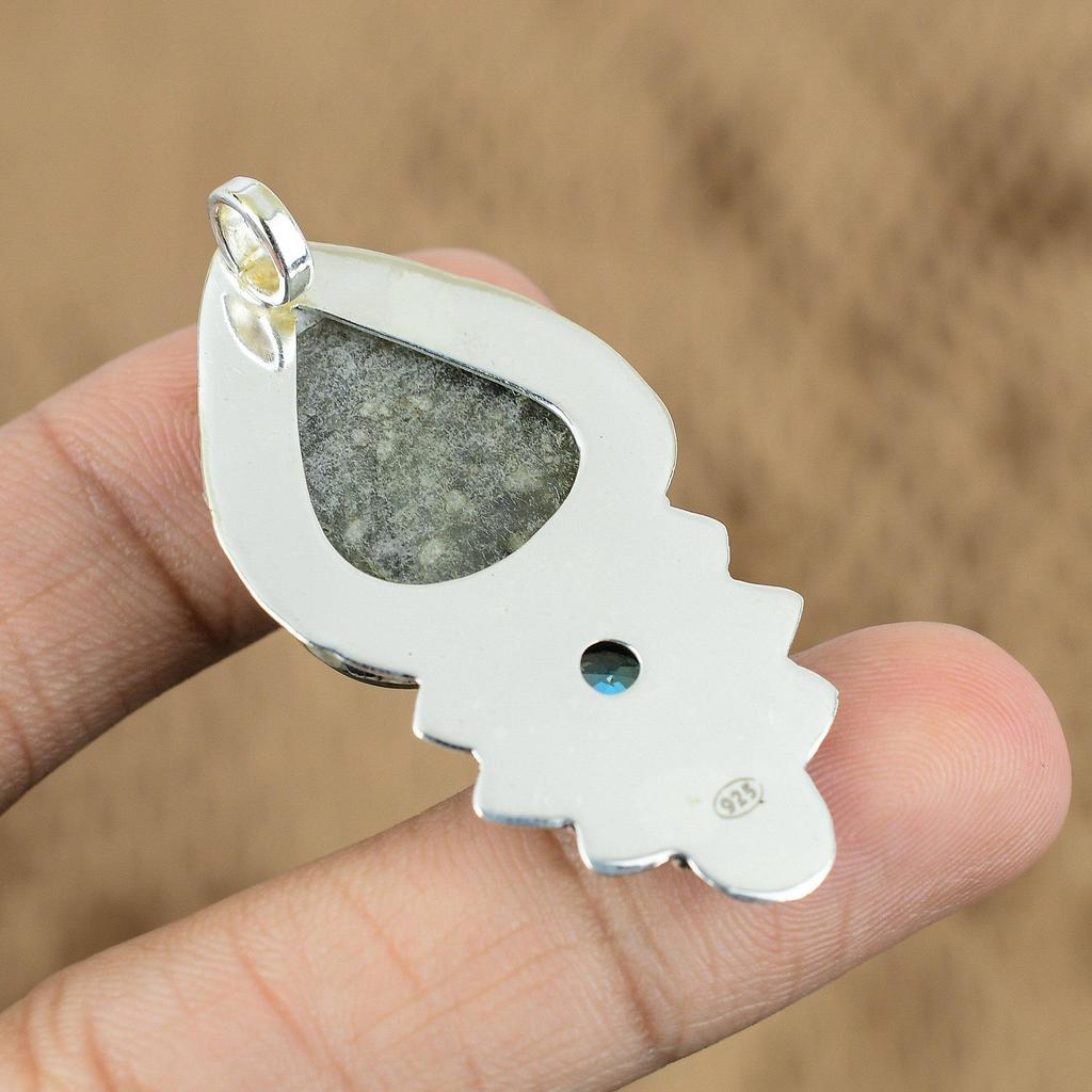 Wedding Gift For Her 925 Sterling Silver Natural Labradorite Gemstone Pendant