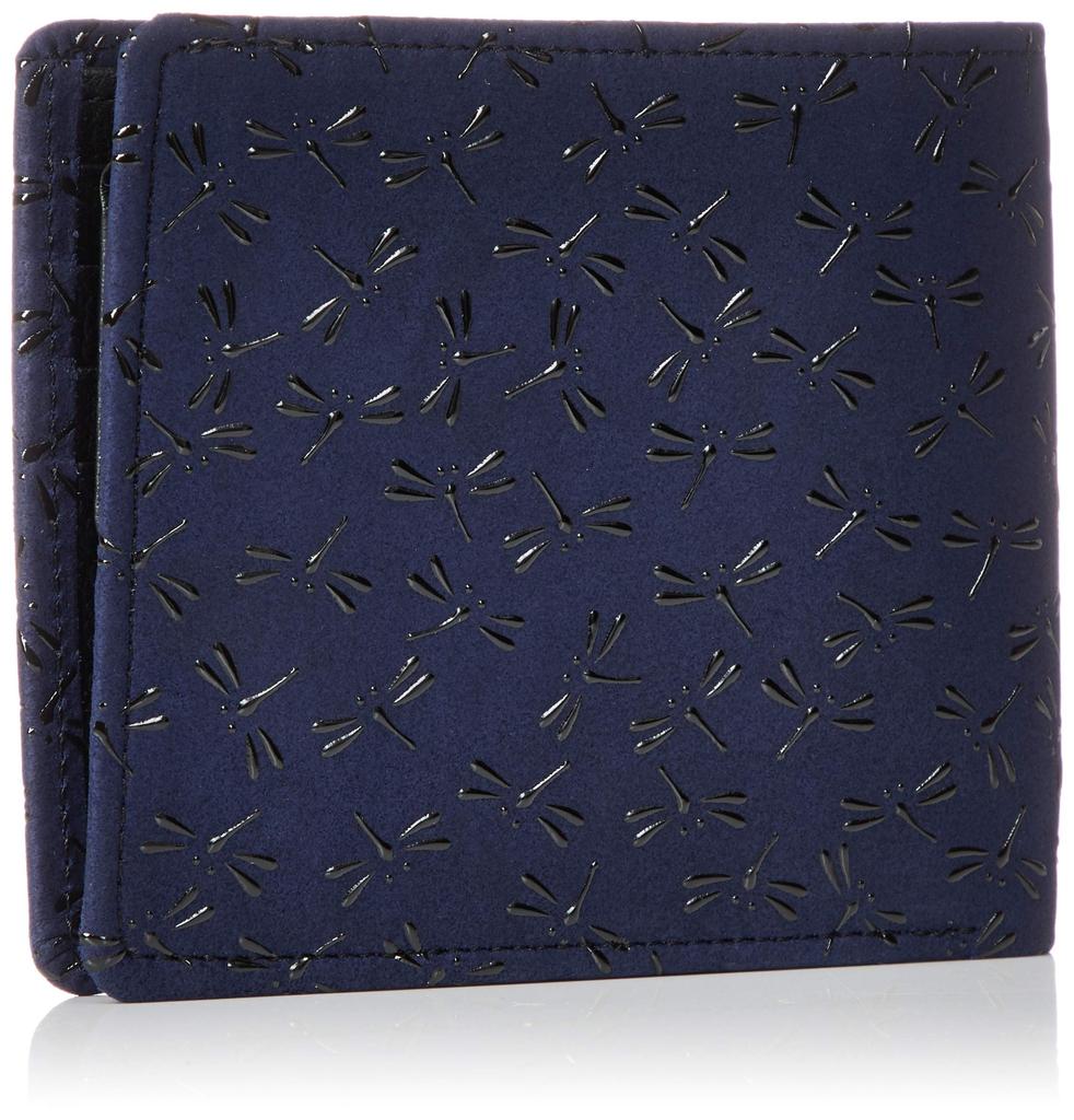 billfold navy deerskin with black lacquer and dragonfly pattern [Indenya] Bi-fold wallet, J, 2006-04-008,