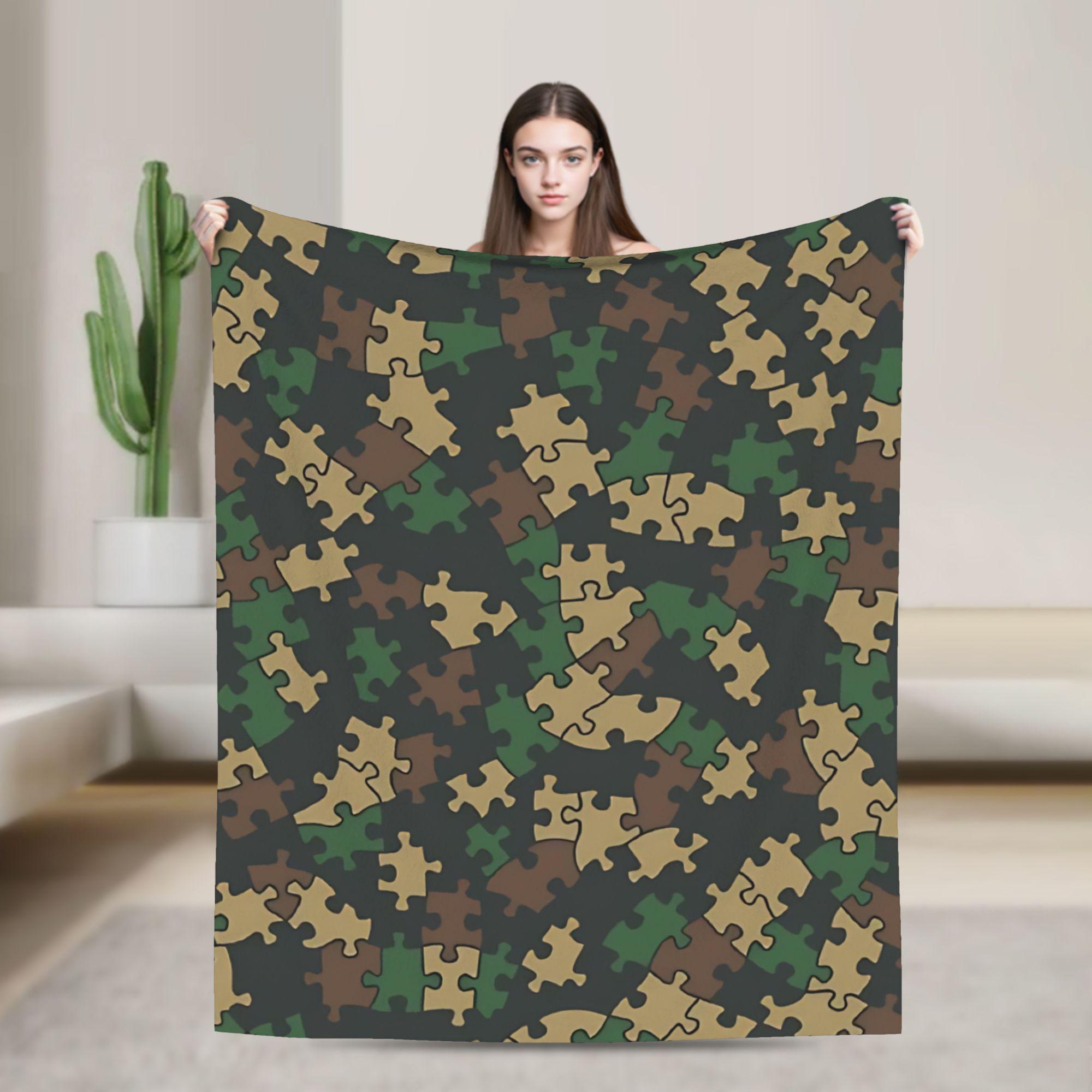 

Puzzle Camouflage Pattern Flannel blanket Winter Soft Warm Throw blanket for Boy Girl Bedroom Print Bedspread Sofa Bed Cover 100x150cm