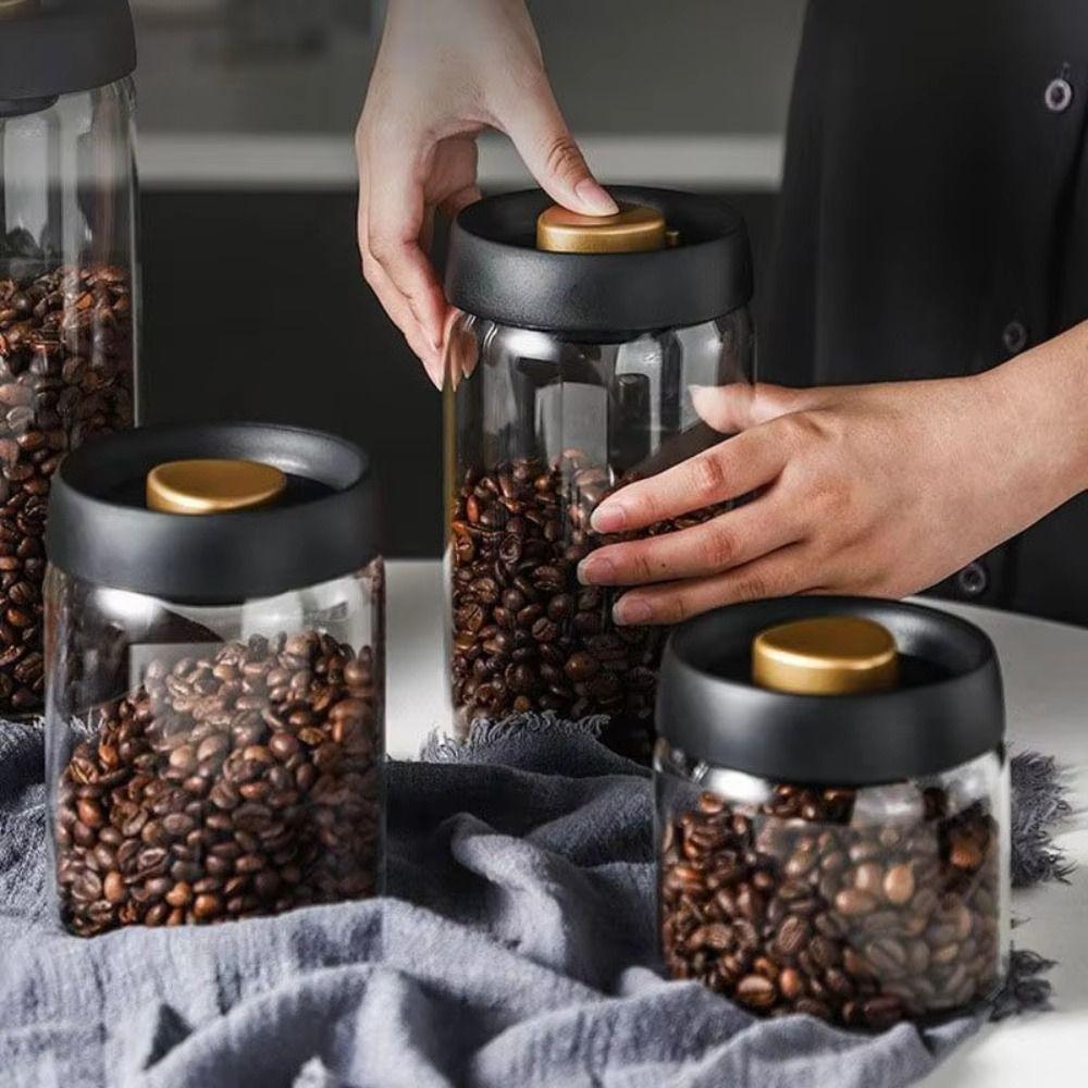 Manual Vacuum Sealed Coffee Bean Tank Glass Air Extraction Airtight Container  Cereals