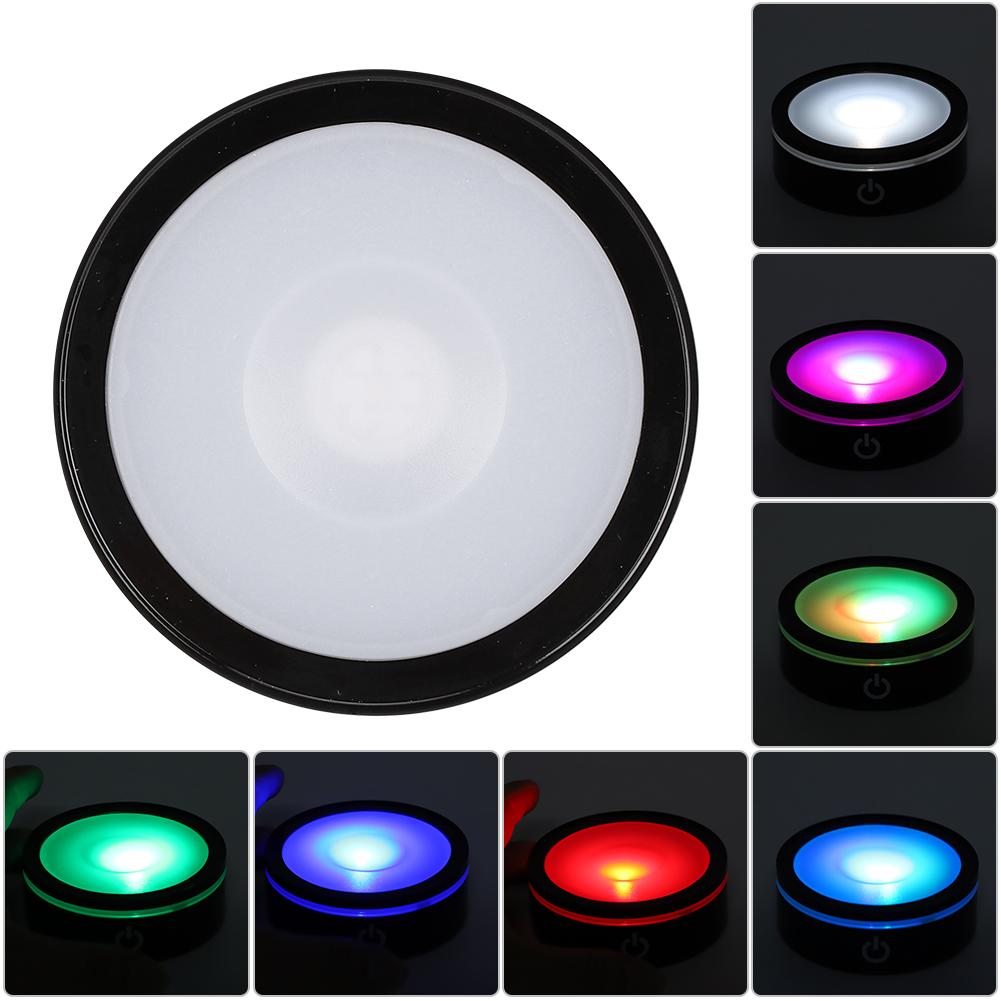 LED Base Crystal Black Sphere Touch Multi Mode Colorful White Light 3D Inner Carving Laser Base
