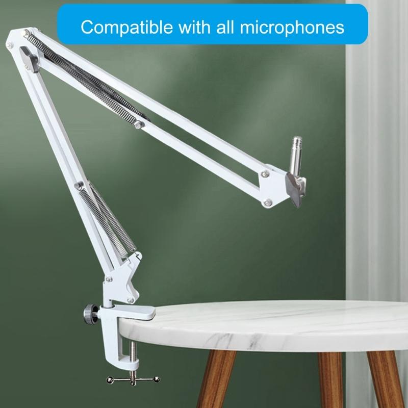 Adjustable Metal Microphones Scissor Arm Stand Foldable Shock Mount for Recording and Live Streaming