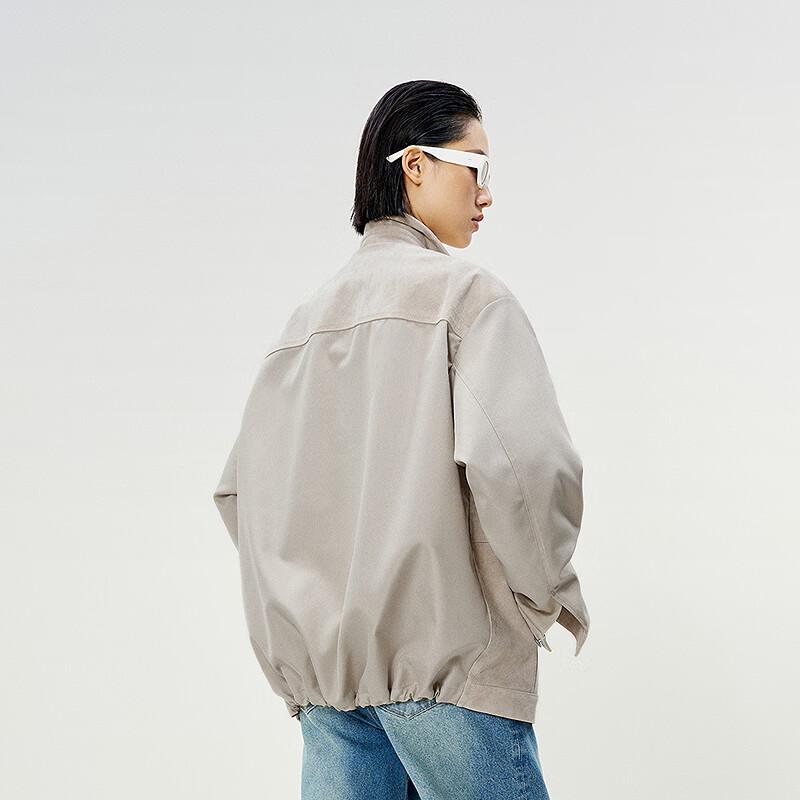 LESS 2025 Spring Lapel Loose Long Sleeve Leather Jacket