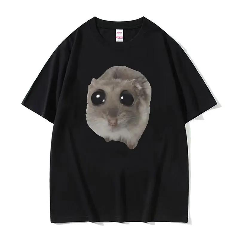 Funny Trendy Cute Kawaii Sad Hamster Meme T Shirt Men Women Summer Fashion Vintage Tee Shirt Casual Oversized Tshirt Streetwear