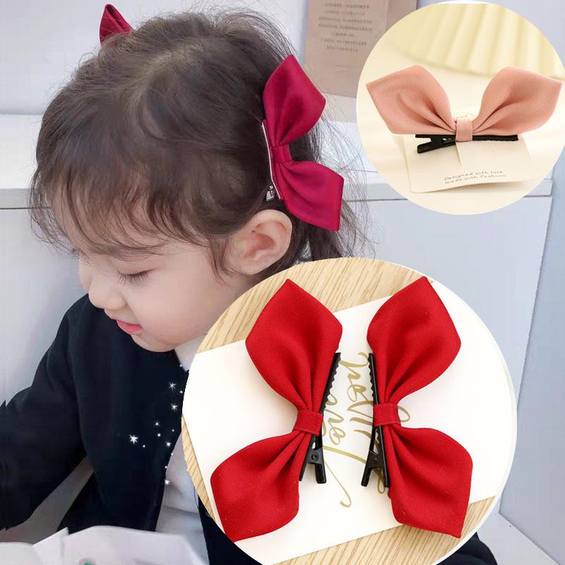 Korean Style 3D Bunny Ear Hair Clip for Baby Girls - Red Princess Bow Accessory
