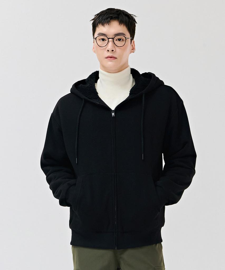 Chasecult Unisex Boa Lined Zip-Up Hoodie - Black