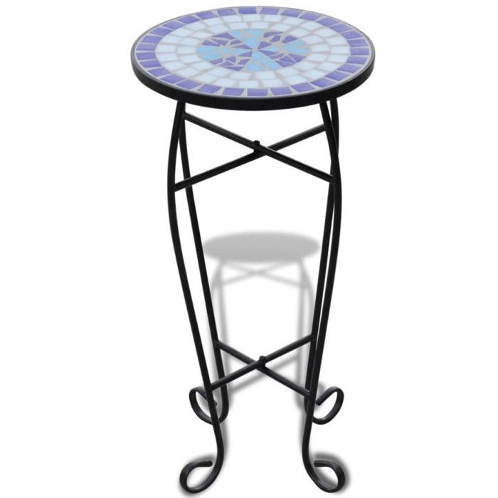 VidaXL Table d'appoint Mosaïque Bleu et blanc 41128