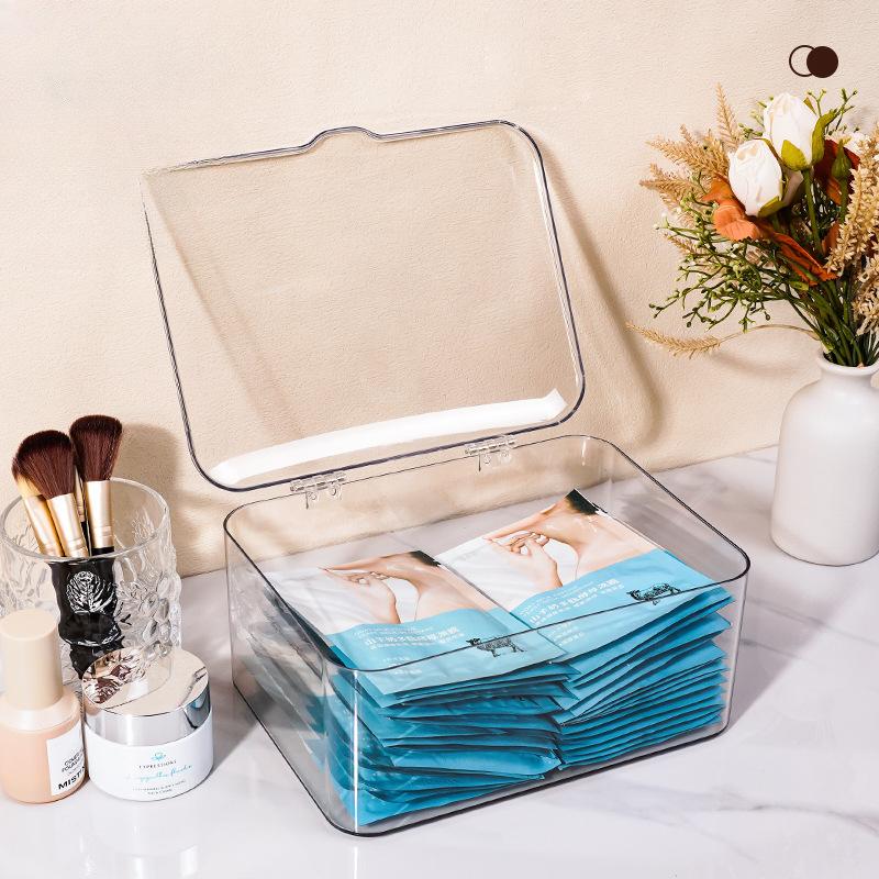 

Настольный туалетный столик мелочи общежитие прозрачный пылезащитный ящик для хранения косметики серый