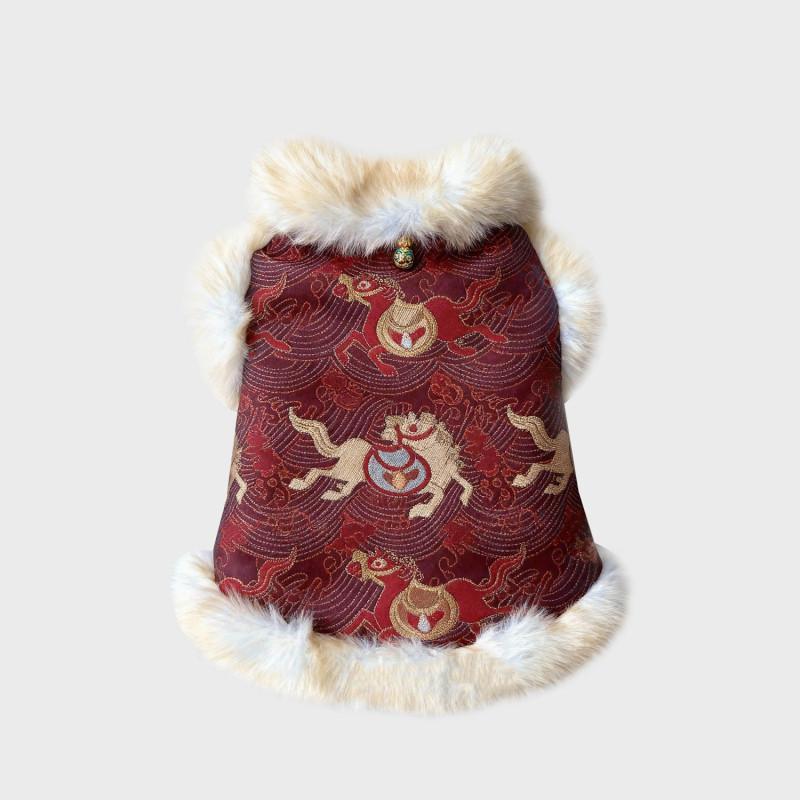 

New Year Pet Apparel Winter Dog Coat Jacket Chinese Spring Festival Dog Clothes Pomeranian Poodle Bichon Schnauzer Clothing S