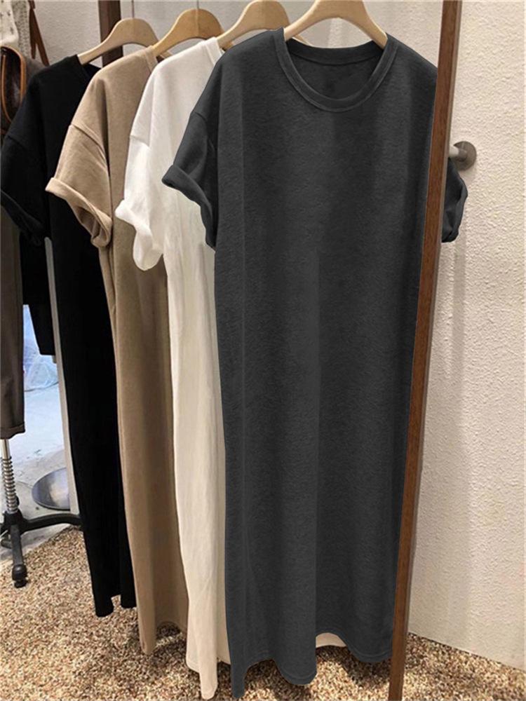 Robe d'été pour femme, style coréen, ample, mi-longue, au-dessus du genou, décontractée