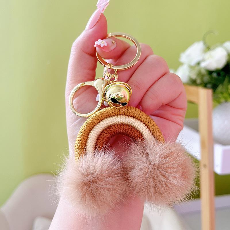 Bohemian Rainbow Pompom Keychain: Trendy Bag Charm with Creative Style
