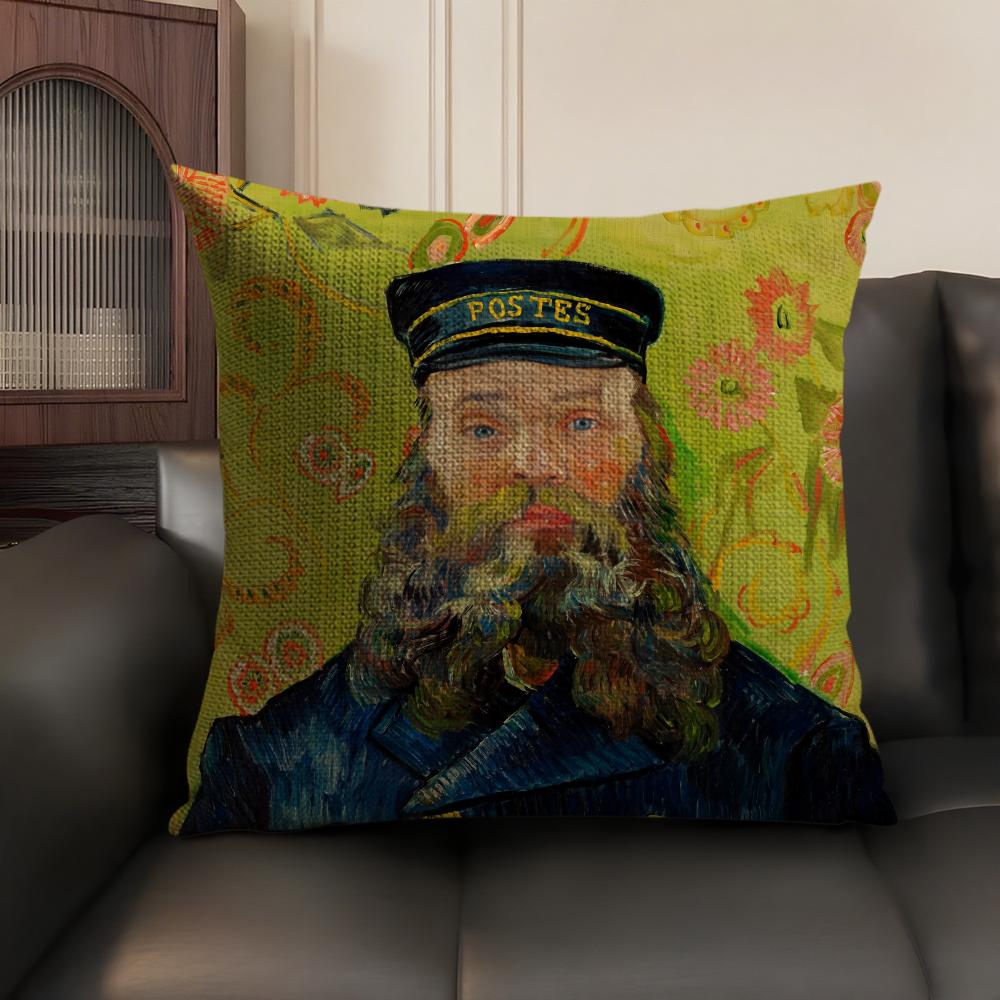 Van Gogh Original Print Cushion Cover Natural Linen Organic Fabric DoubleSided Printing Sofa Home Decor Gift Pillow Case