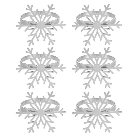 1/2/6Pcs Golden Metal Napkin Ring Faux Pearl Decor Snowflake Design Winter-themed Napkin Holders Weddings Parties Table Decor