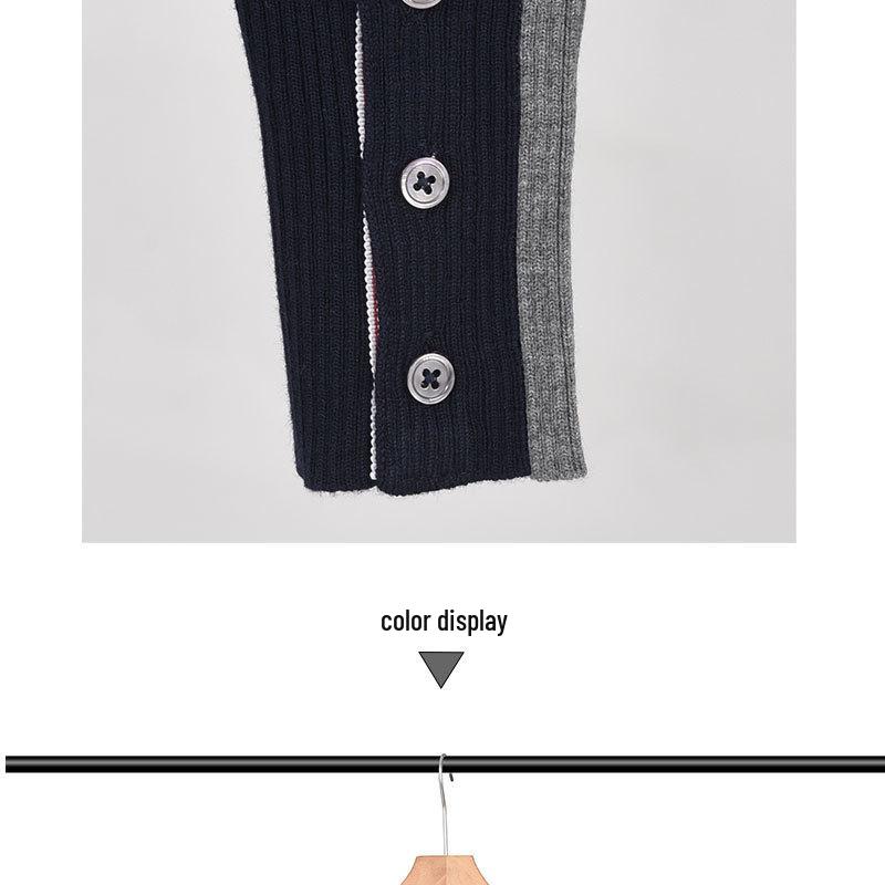 TB BROWIN2025 Autumn/Winter Colorblock Wool Sweater with Four Stripes