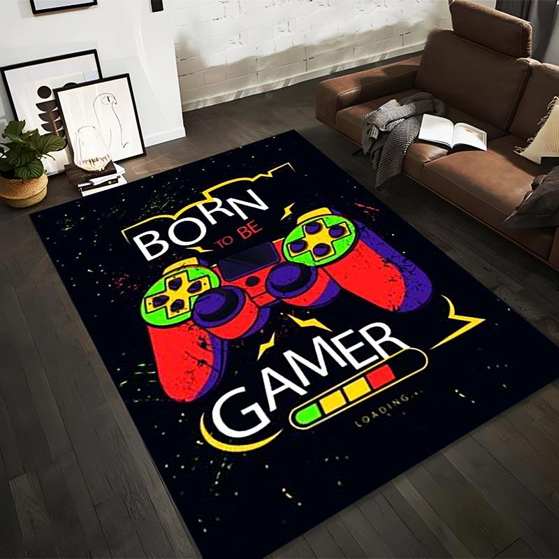 

Colorful Gamer Controller Printed Carpet with Born to Be Gamer Design Suitable for use as an anti-slip for living room bedroom sofas 40x60cm( 15x23in )