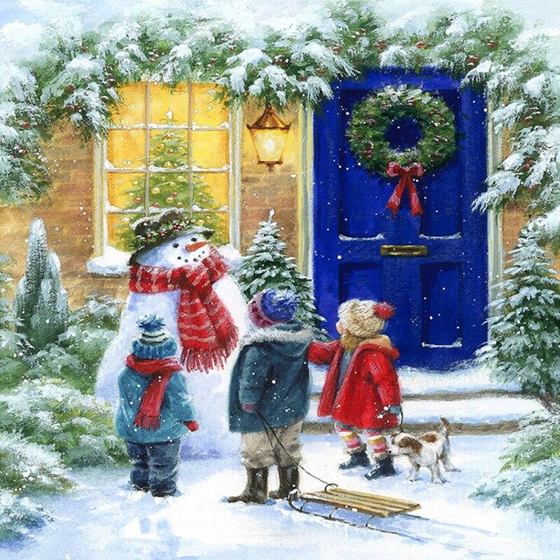 5D DIY Diamond Painting Christmas Gift Home Decor Full Round Diamond Mosaic Embroidery Cross Stitch Kits Snow and Child