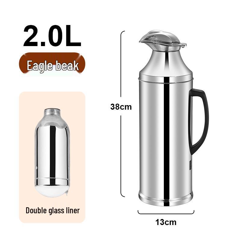 Vintage Large Capacity Thermos Flask with Stainless Steel Exterior & Glass Interior for Keeping Beverages Warm