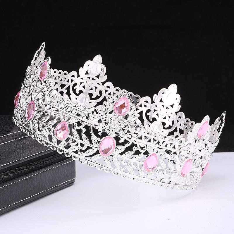 Men's Crown Simple Multi Color Round King Crown Baroque Bride Retro Alloy Hair Crown Headdress
