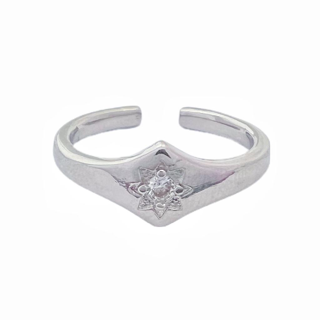 Octagram Zircon Stacked Open Ring Flower Simple Fashion Personality High Irregular Ring