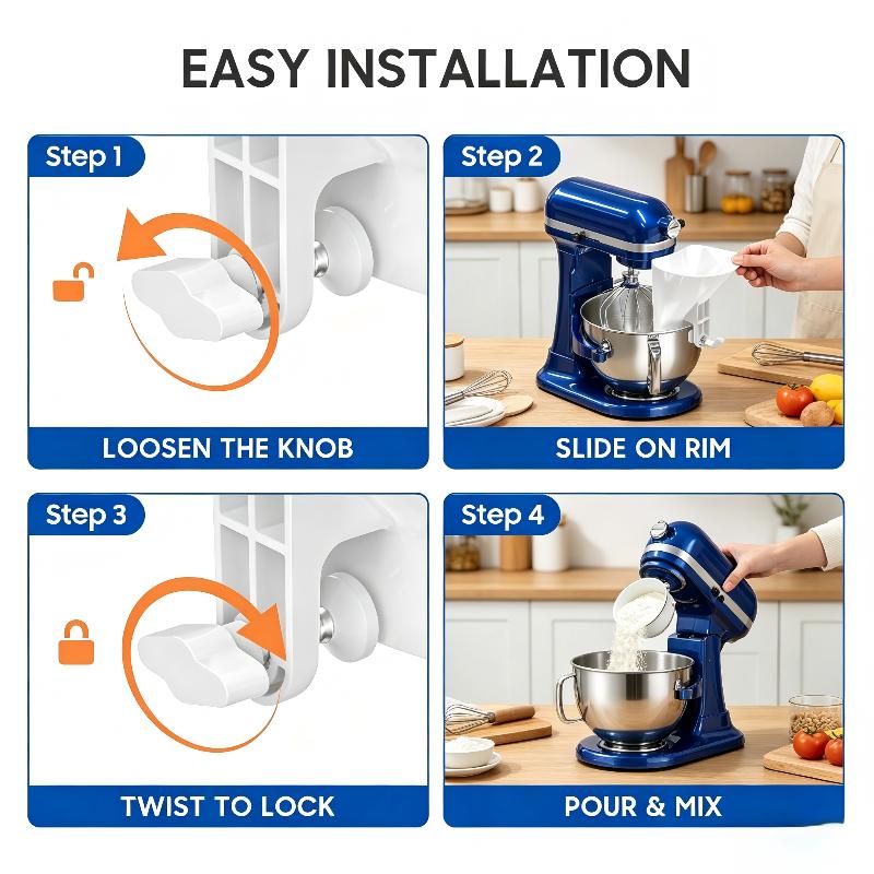 Imbuto per Farina per Accessori e Attacchi del Mixer da Cucina, Canna di Versamento Universale ad Ampia Apertura per Attacchi del Mixer