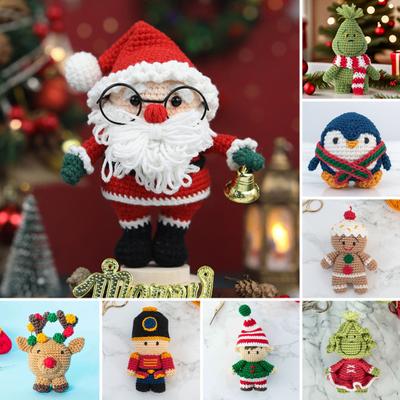 Noel Tığ İşi Seti Adım Adım Video Eğitimleriyle Tığ İşi Başlangıç Seti Yeni Başlayanlar İçin Noel Baba Fındıkkıran Yeşil Elf Örgü Seti