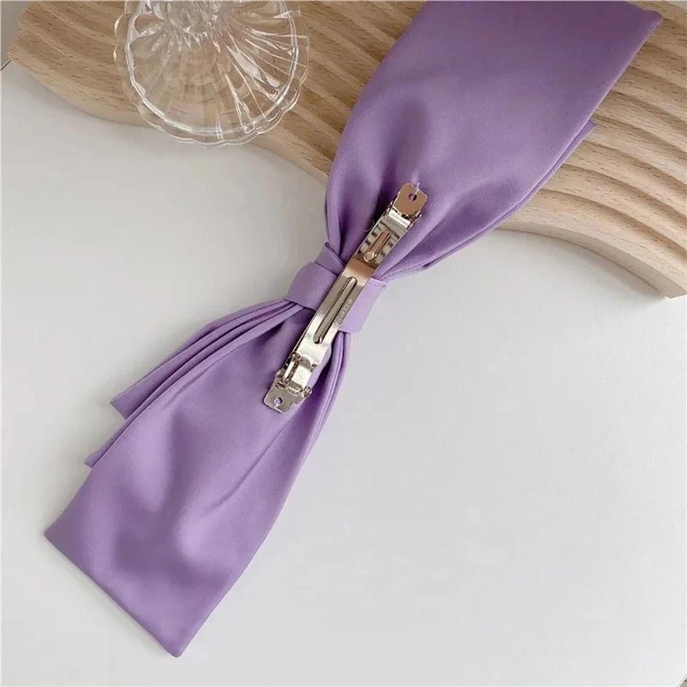 1Pcs Solid Pink Black Hair Clip Big Bow Satin Hair Pin New Hair Bows  for Hair Accessories