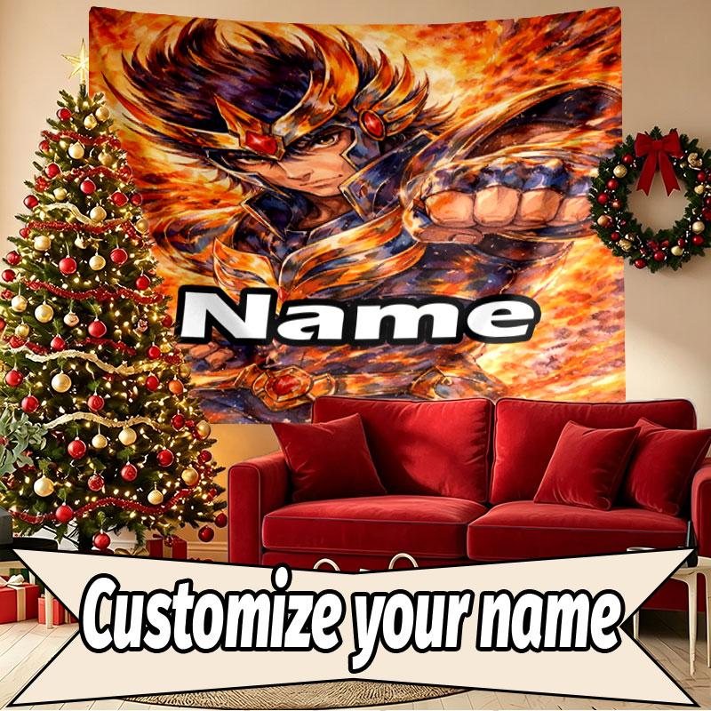Custom Name Personalized Saint Seiya Print Tapestry, Wall Art Decor, Bedroom, Dorm, Apartment, LivingRoom, Party Backdrop, Gift for Birthday
