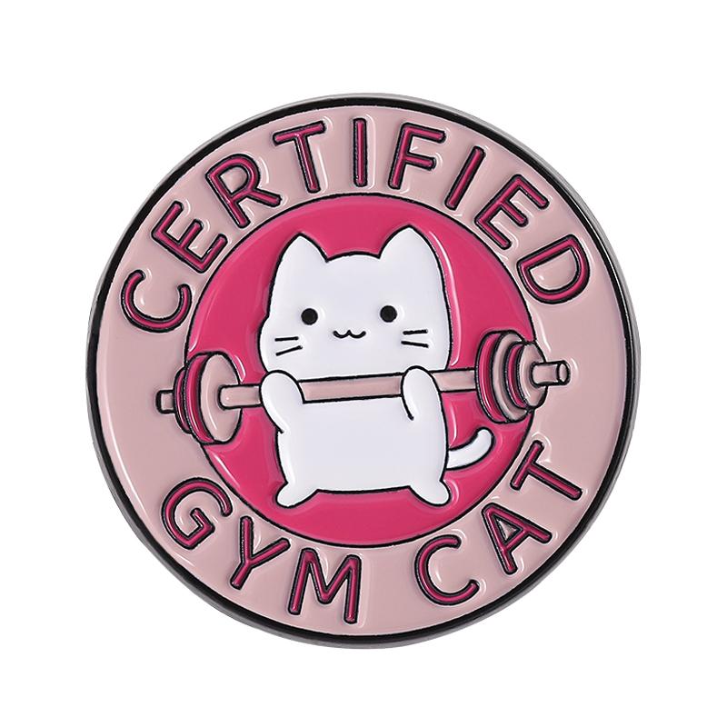 

Certified GYM Cat Enamel Pin Big Booty Club Fitness Enthusiasts Brooch Lapel Backpack Funny Jewelry Accessories Gift for Friends