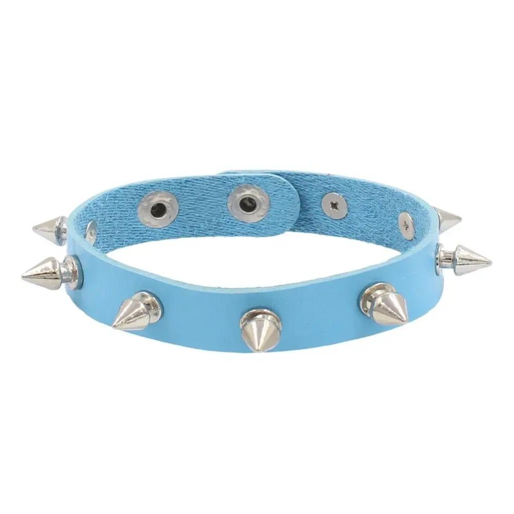 Unisex Gothic Studded Bracelet Pu Leather Adjustable Black Wristband Hip Hop Double-layer Colorful Rock Punk Cuff Bangle