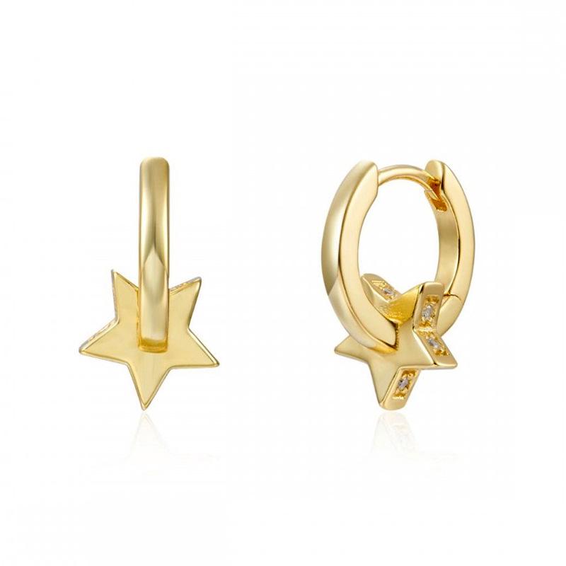 S925 Silver Needle Geometric Star, Moon, Lightning, and Sunflower Trendy Earrings