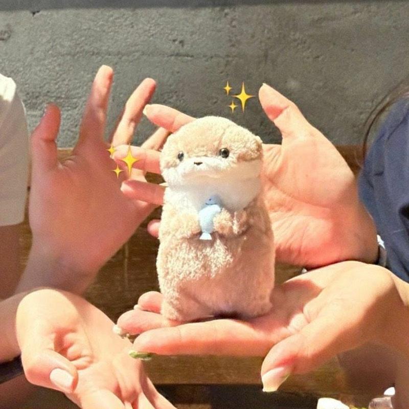 Cute Amuse Otter Plush Toy With Fish Adorable Gift For Girls Hanging Decoration