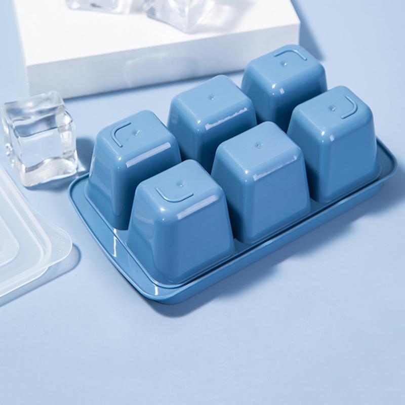1 Paquete de Bandejas de Cubitos de Hielo de Silicona con Tapas Antiderrames, Fácil de Desmoldar, para Congelador, Whisky, Cócteles, Comida para Bebés y Bebidas - 6 Cubitos