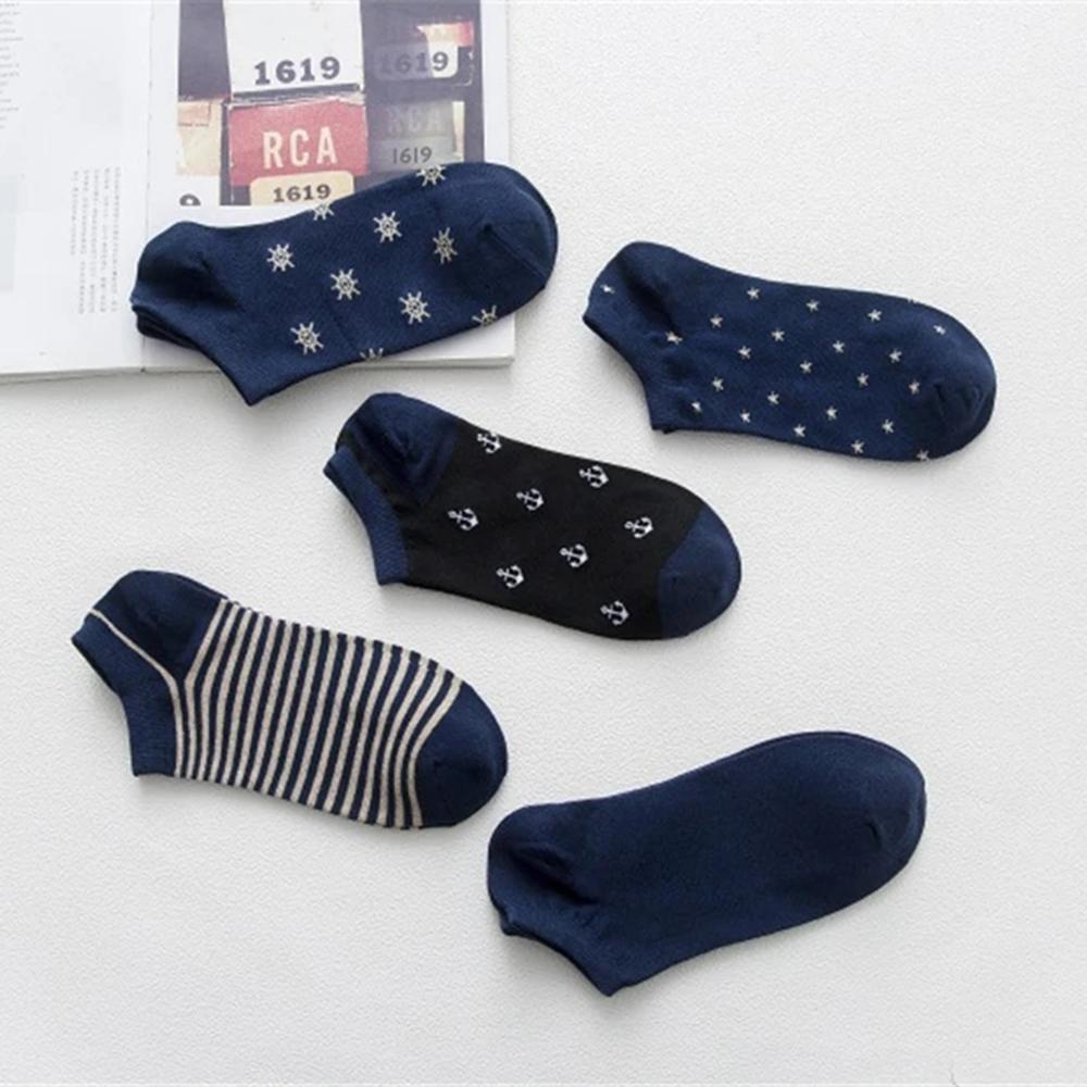 

Navy Wind Мужские дышащие модные синие якоря со звездами, полосками, узором «руль» из мягкого хлопка, короткие носки до щиколотки, повседневные деловые