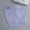 Pointed collar striped shirt fake collar, women's versatile decoration collars blue and white stripes sweater collar