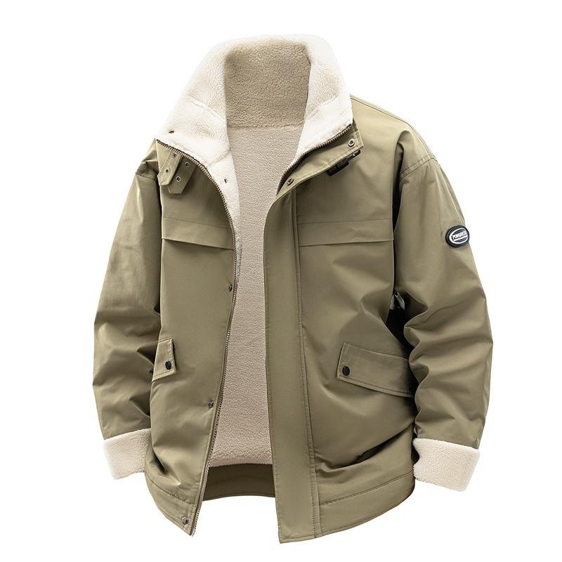 New Winter Cotton-padded Clothes Men's Thickened Lamb Wool Cotton-padded Clothes Couple Casual Warm Jackets Trendy Tooling Cotton-padded Jackets for