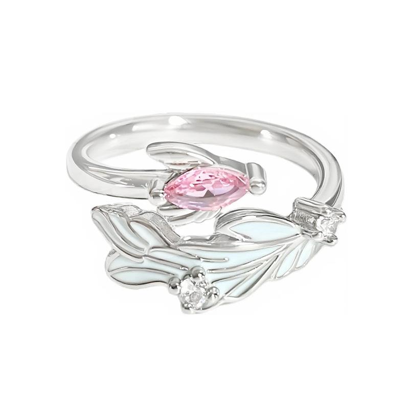 Sweet And Cool Fishtail Butterfly Enamel Dripping Oil Zir*****Pening Ring Niche Unique Super Fairy White Stacked Wearing Index Finger Ring Woman