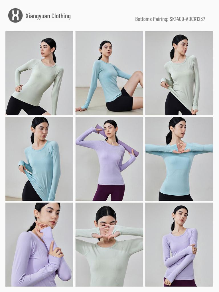 Women's Long Sleeve Round Neck Yoga & Tennis Fitness Top