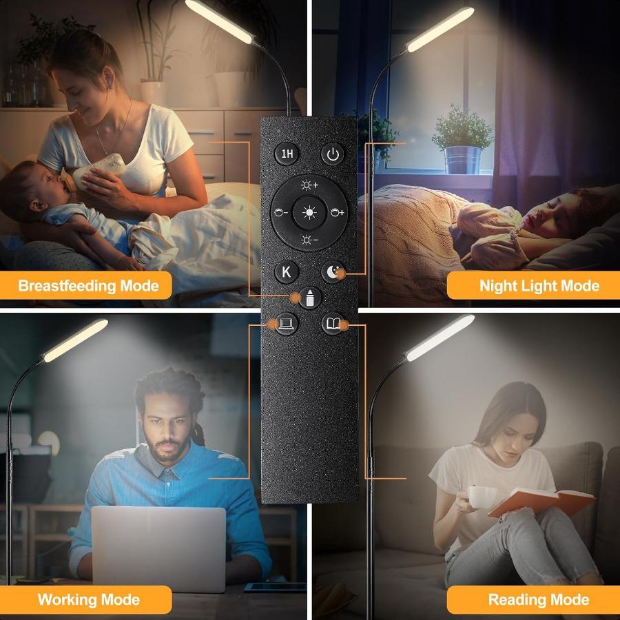 Floor Lamp 18W 1800LM er Bright LED Floor Lamp with Remote Works with Smart Plug Dimmable Timing Eye Caring Reading Lamps Floor