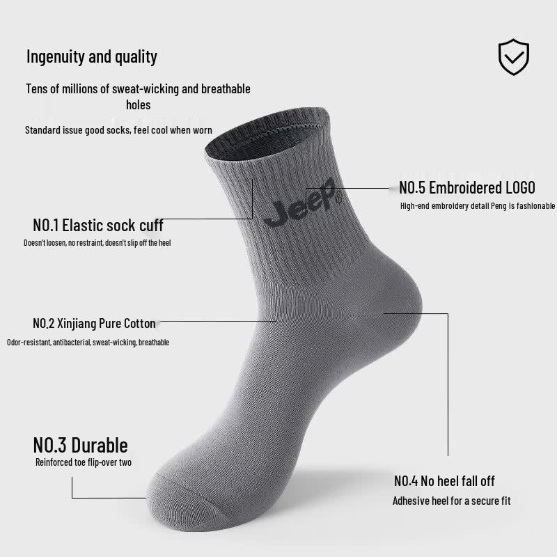 Jeep Men's Anti-Odor 100% Cotton Crew Socks