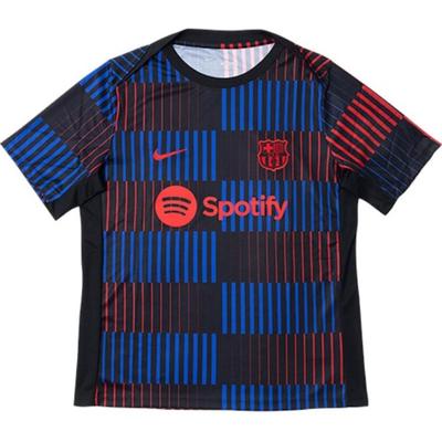 Barcelona All Over Print Striped Crew Neck Short Sleeve T-Shirt Men Tops Black FV1194-011