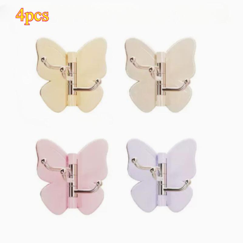 No Drill Butterfly Adhesive Hook, 3 Arms Rotating Hanging Hook, Household Decorative Storage Hanger for Bathroom Closet Kitchen