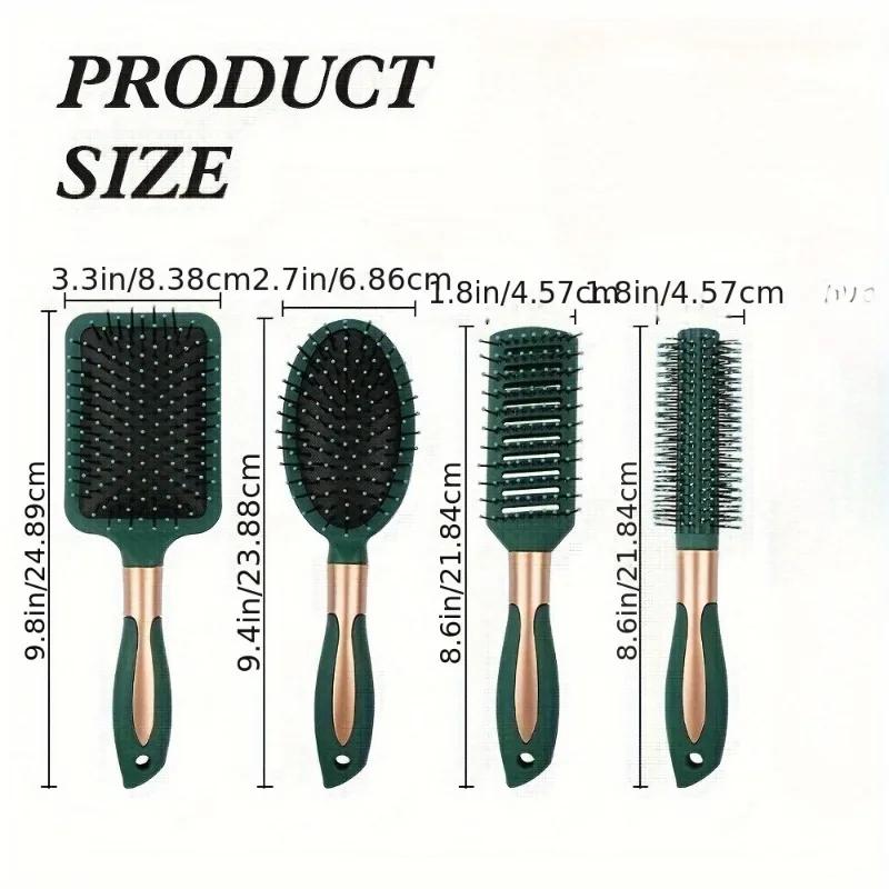 4 Stück/Set Friseurkamm Bürsten Set Paddelkamm mit Luftkissen Ovaler Luftkissenkamm Gerippter Kamm Runder Lockenkamm