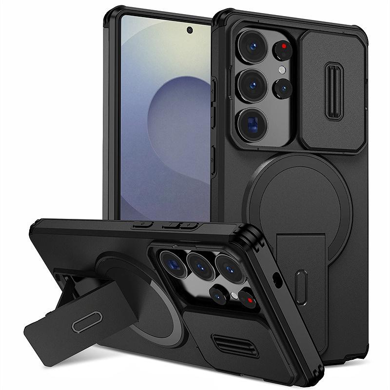 Etui pancerne z uchwytem na Samsung Galaxy S25 Ultra S25+ S 25 FE z przesuwaną osłoną aparatu Funda na Galaxy S25 Plus S25ultra Tylna okładka