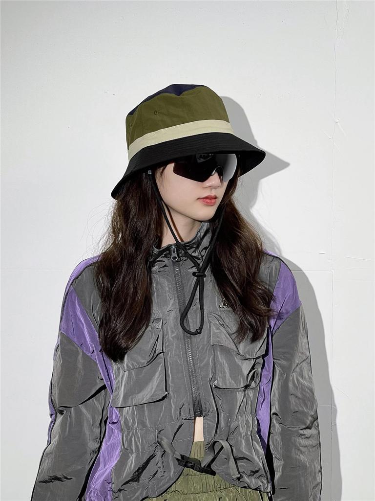 Quick drying color blocked fisherman hat new basin hat outdoor hiking sun hat women's summer sun protection hiking camping hat