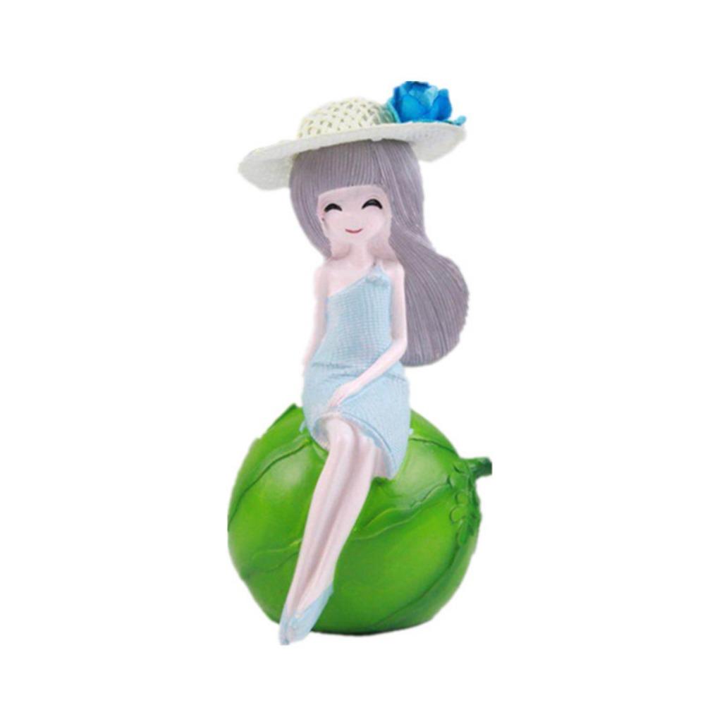 Creative Cute Fruit Girl Figurines Resin Crafts Cartoon Fruit Doll Ornaments Jelly Color Girl Car Accessories Decor Gifts