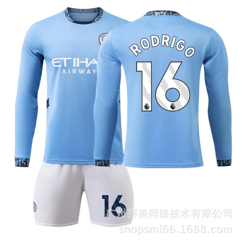 2425 Manchester City Heim Langarm Trikot Set 17 De Braunet 9 Harland 47 Forden 16 Rod Fußballtrikots
